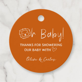 Oh Baby Lion en Heart Thank You Baby shower Bedankjes Labels