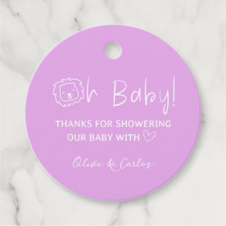 Oh Baby Lion en Heart Thank You Baby shower Bedankjes Labels