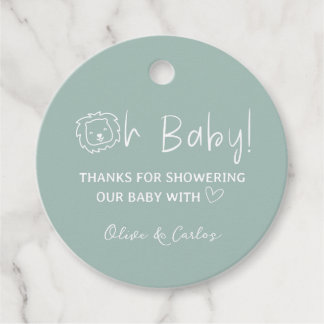 Oh Baby Lion en Heart Thank You Baby shower Bedankjes Labels