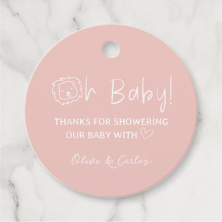 Oh Baby Lion en Heart Thank You Baby shower Bedankjes Labels