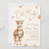 Oh Baby Llama Boho Beige Baby shower Uitnodiging (Voorkant)