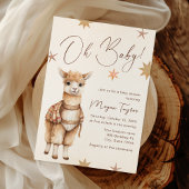 Oh Baby Llama Boho Beige Baby shower Uitnodiging