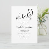 Oh Baby Love Heart Gender Reveal Party Kaart (Staand voorkant)