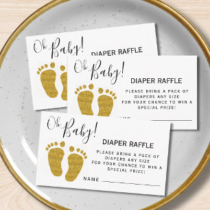 Oh Baby luier Raffle Glitter Feet Baby shower Informatiekaartje