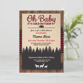 Oh Baby Lumberjack Red Baby shower Boy Invitation Kaart (Staand voorkant)