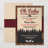 Oh Baby Lumberjack Red Baby shower Boy Invitation Kaart (Voorkant / Achterkant)