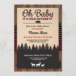 Oh Baby Lumberjack Red Baby shower Boy Uitnodiging