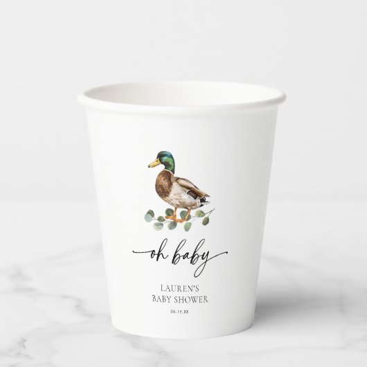 Oh Baby Mallard Duck Baby shower Papieren Bekers (Voorkant)