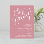 Oh Baby! Meisje Baby shower roze uitnodiging (Staand Voorkant)