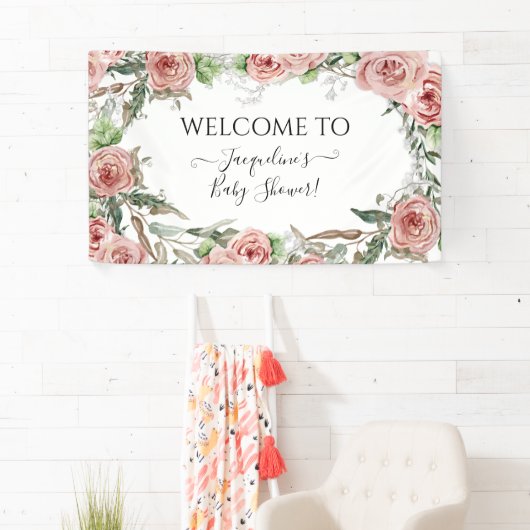 Oh Baby Meisje Douche BOHO Waterverf Bloemkroon Spandoek (Insitu)