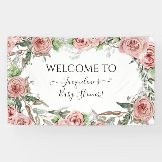 Oh Baby Meisje Douche BOHO Waterverf Bloemkroon Spandoek (Horizontaal)