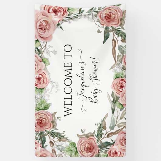 Oh Baby Meisje Douche BOHO Waterverf Bloemkroon Spandoek (Verticaal)