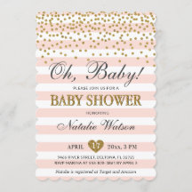 Oh Baby Meisje Roze Goud Baby shower Invitation