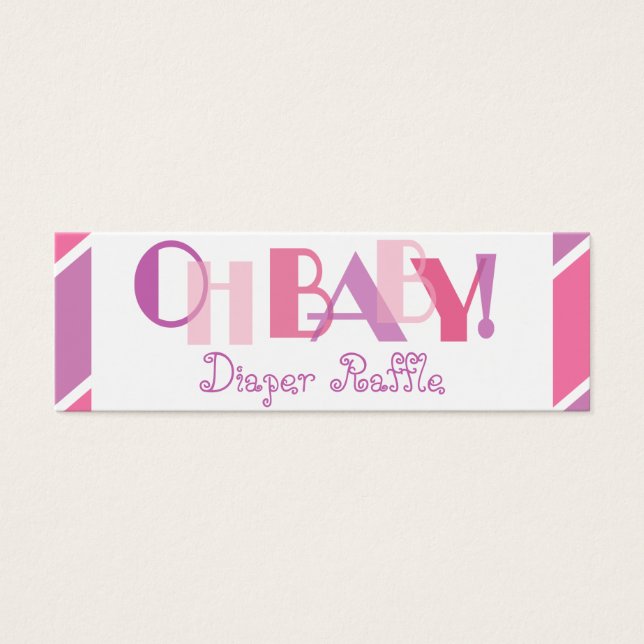 Oh Baby Meisje Roze Moderne Luier Raffle Mini Visitekaartjes (Voorkant)