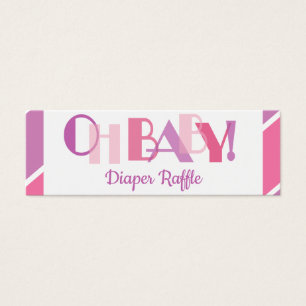 Oh Baby Meisje Roze Moderne Typografie Luier Raffl Mini Visitekaartjes