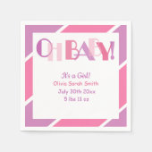 Oh Baby Meisje Roze Typografie Modern Baby shower Servet (Voorkant)