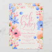 Oh Baby meisje uitnodiging (Voorkant / Achterkant)