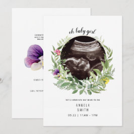 Oh Baby Meisje Ultrasound Bloemen Douche Kaart