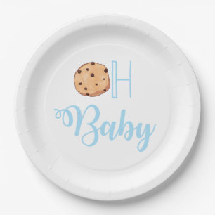 Oh Baby Melk en Cookies blauw Baby shower Papieren Bordje