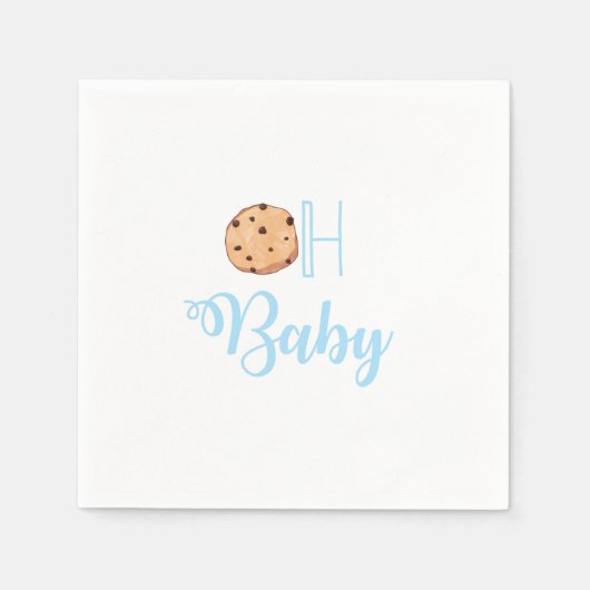 Oh Baby Melk en Cookies blauw Baby shower Servet (Voorkant)