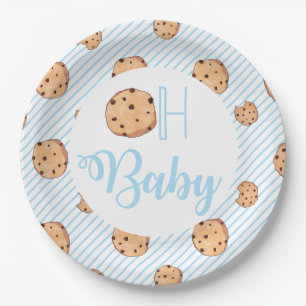 Oh Baby Melk en Koekjes blauwe Baby Shower Papieren Bordje