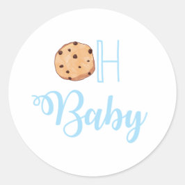 Oh Baby Melk en Koekjes blauwe Baby Shower Ronde Sticker