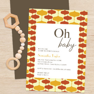 Oh Baby Mid Century Modern Baby shower Invitation Kaart
