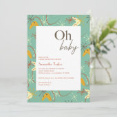 "Oh Baby" Mid-Century Modern Baby shower Kaart (Staand voorkant)