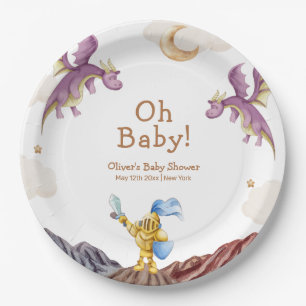Oh Baby middeleeuwse sprookjesachtige Dragon Boy B Papieren Bordje