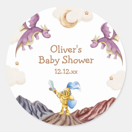 Oh Baby middeleeuwse sprookjesachtige Dragon Boy B Ronde Sticker (Voorkant)