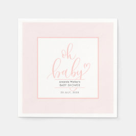 Oh Baby Minimal Elegant Pink Script Baby Shower  Servet