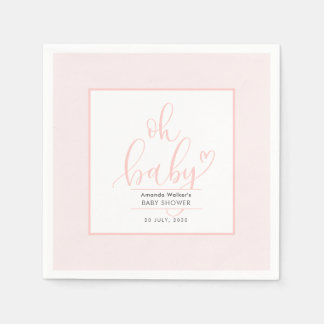 Oh Baby Minimal Elegant Pink Script Baby Shower  Servet