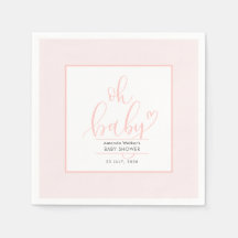 Oh Baby Minimal Elegant Roze Script Baby Shower 