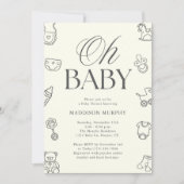 Oh Baby Minimal Gender Neutral Baby Shower Kaart (Voorkant)
