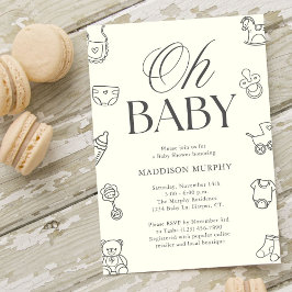 Oh Baby Minimal Gender Neutral Baby Shower Kaart