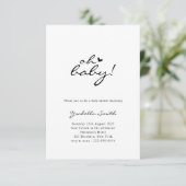 Oh Baby! Minimal Heart Script-Baby shower Kaart (Staand voorkant)