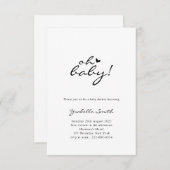 Oh Baby! Minimal Heart Script-Baby shower Kaart (Voorkant / Achterkant)