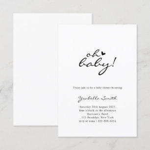 Oh Baby! Minimal Heart Script-Baby shower Kaart