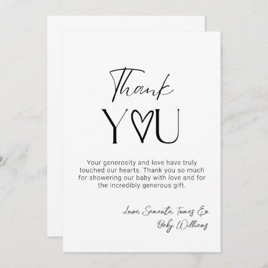 Oh Baby Minimal Modern Eenvoudig Neutraal Baby sho Bedankkaart (Voorkant / Achterkant)