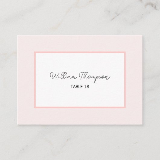 Oh Baby Minimal Pink Script Baby Shower Place Card Plaatskaartje (Voorkant)