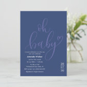 Oh Baby! Minimal Typography Blue Baby Shower Kaart (Staand voorkant)
