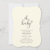 Oh Baby! Minimal Typography Cream Baby Shower Kaart (Voorkant)
