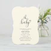 Oh Baby! Minimal Typography Cream Baby Shower Kaart (Staand voorkant)