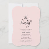 Oh Baby! Minimal Typography Pink Baby Shower Kaart (Voorkant)