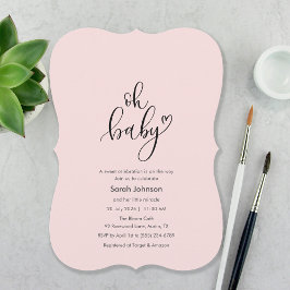 Oh Baby! Minimal Typography Pink Baby Shower Kaart
