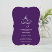 Oh Baby! Minimal Typography Purple Baby Shower Kaart (Staand voorkant)