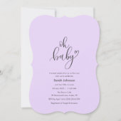 Oh Baby! Minimal Typography Purple Baby Shower Kaart (Voorkant)