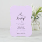 Oh Baby! Minimal Typography Purple Baby Shower Kaart (Staand voorkant)