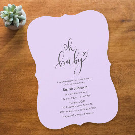 Oh Baby! Minimal Typography Purple Baby Shower Kaart