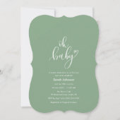 Oh Baby! Minimal Typography Sage Green Baby Shower Kaart (Voorkant)